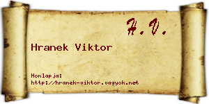 Hranek Viktor névjegykártya